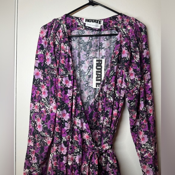 NWT Rotate Birger Christensen Nancy Purple Black Cherry Flower Floral Dress 10 - Picture 5 of 16
